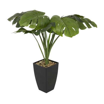 Black Plastic Contemporary Monstera Artificial Plant