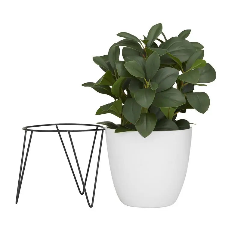 White Plastic Contemporary Eucalyptus Artificial Plant