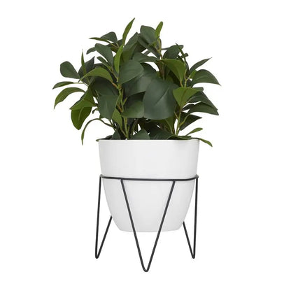 White Plastic Contemporary Eucalyptus Artificial Plant