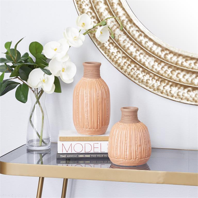 PEACH CERAMIC HANDMADE VASE
