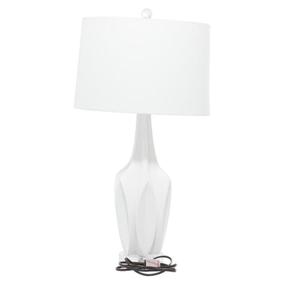 WHITE POLYSTONE TABLE LAMP