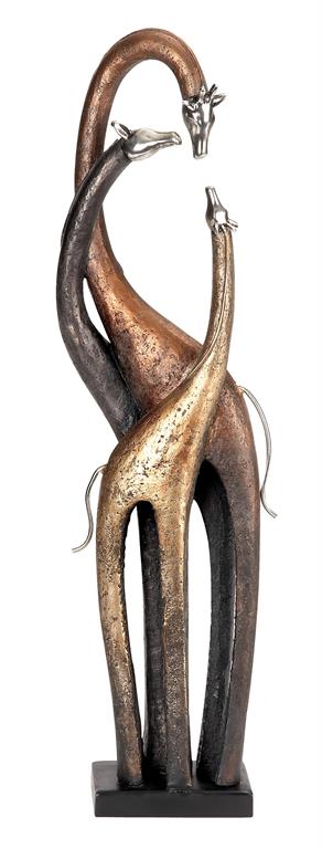 BRASS POLYSTONE GIRAFFE SCULPTURE