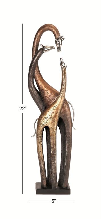 BRASS POLYSTONE GIRAFFE SCULPTURE