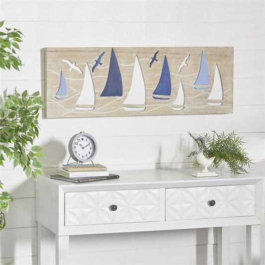 BROWN WOOD SAIL BOAT WALL DECOR