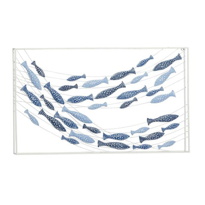 BLUE METAL FISH WALL DECOR