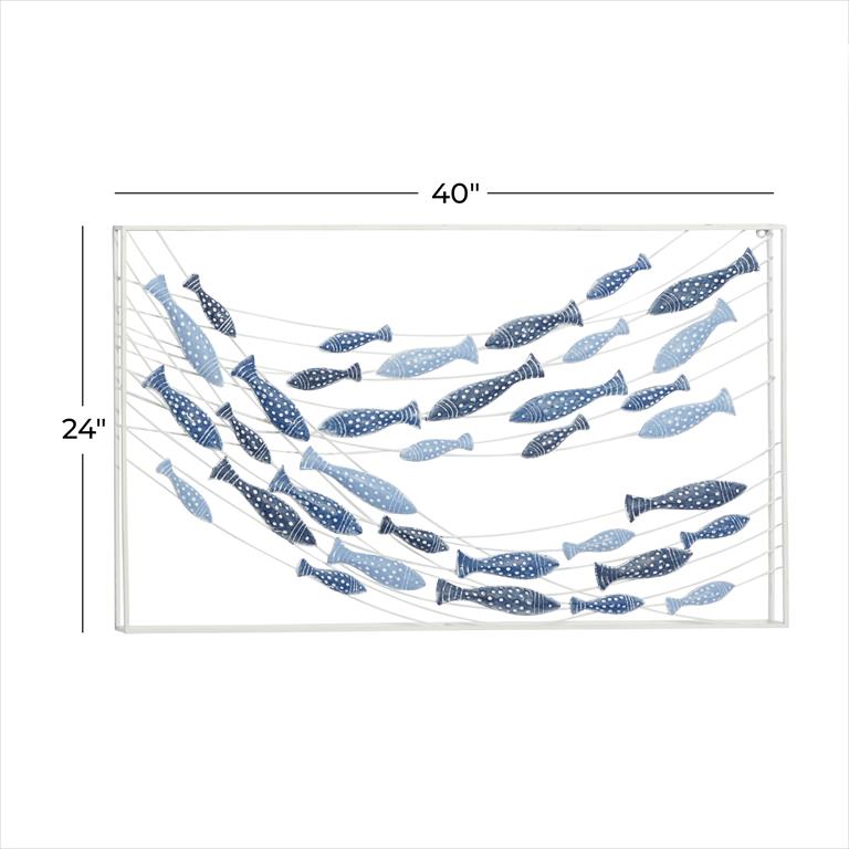 BLUE METAL FISH WALL DECOR