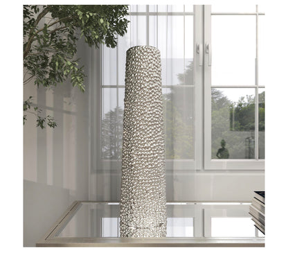 SILVER CERAMIC VASE WITH BUBBLE TEXTURE