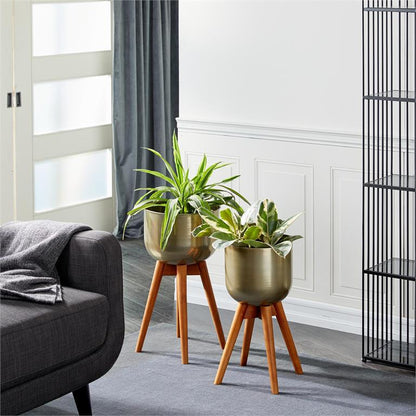GOLD METAL MODERN PLANTER