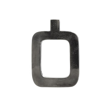 BLACK ALUMINUM VASE WITH CUT OUT FRAME