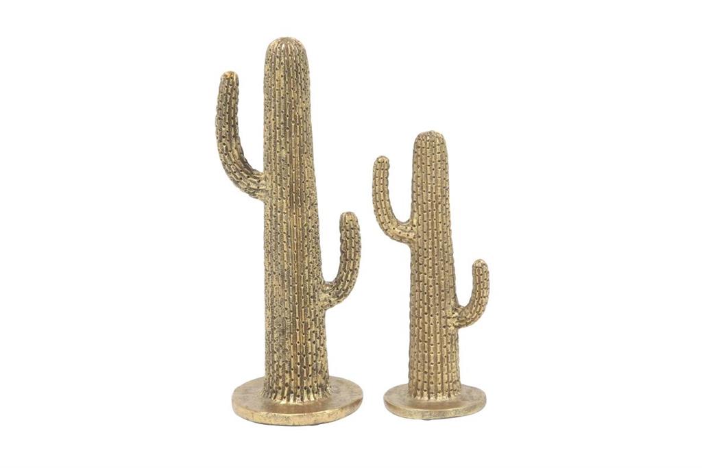 GOLD POLYSTONE CACTUS SCULPTURE