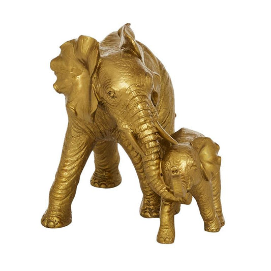 GOLD POLYSTONE ELEPHANT SCULPTURE