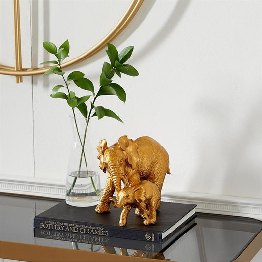 GOLD POLYSTONE ELEPHANT SCULPTURE