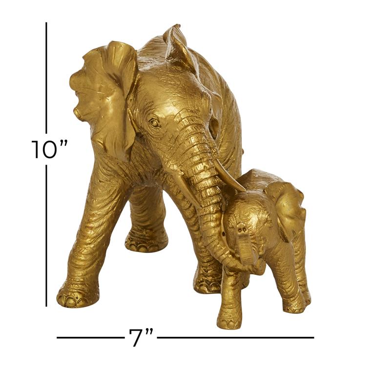 GOLD POLYSTONE ELEPHANT SCULPTURE