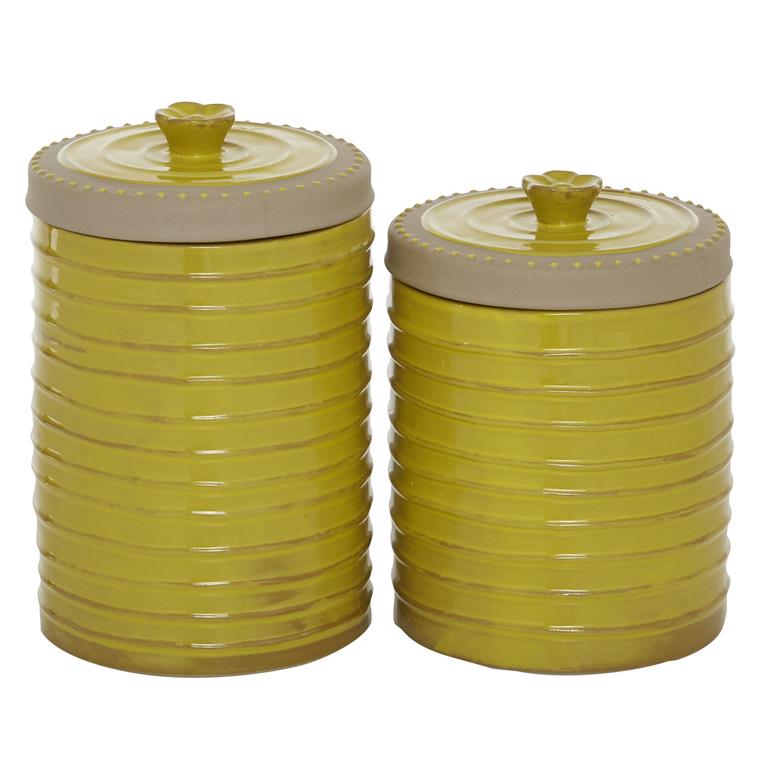 YELLOW CERAMIC DECORATIVE JARS