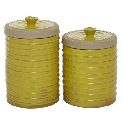 YELLOW CERAMIC DECORATIVE JARS