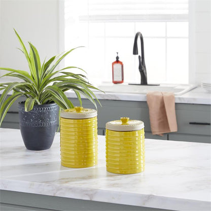 YELLOW CERAMIC DECORATIVE JARS