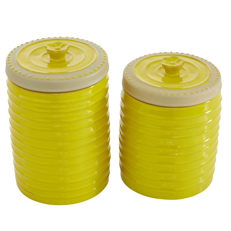 YELLOW CERAMIC DECORATIVE JARS