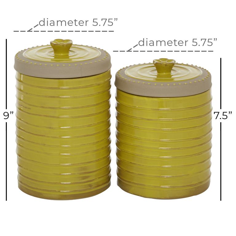 YELLOW CERAMIC DECORATIVE JARS