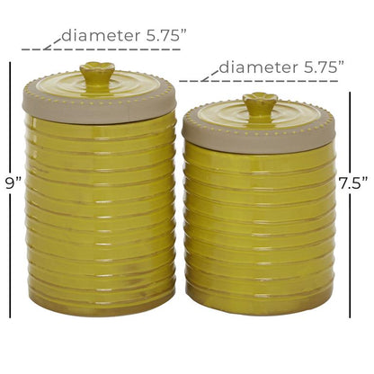 YELLOW CERAMIC DECORATIVE JARS