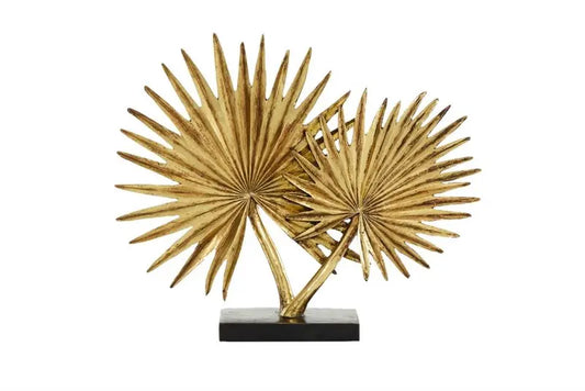 Gold Polystone Modern Palm Leaf Sculpture