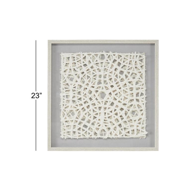 GRAY WOOD GEOMETRIC HANDMADE 3D SQUARE ORIGAMI SHADOW BOX WITH CANVAS BACKING