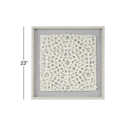GRAY WOOD GEOMETRIC HANDMADE 3D SQUARE ORIGAMI SHADOW BOX WITH CANVAS BACKING