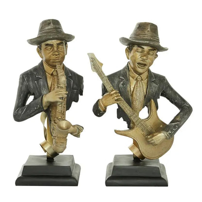 Gold Polystone Vintage Musician Sculpture