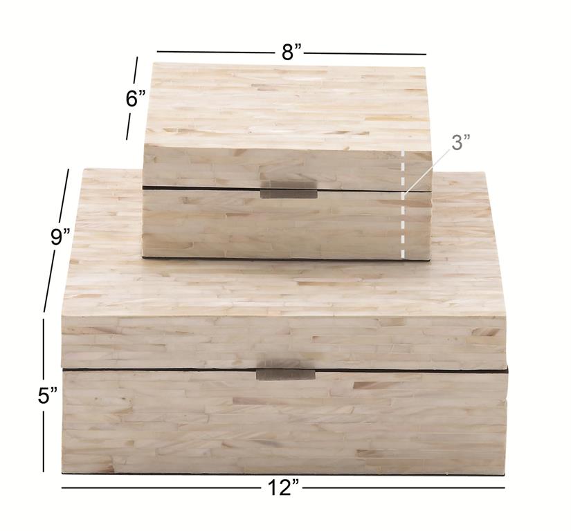 WHITE MOTHER OF PEARL HANDMADE BOX WITH HINGED LID,