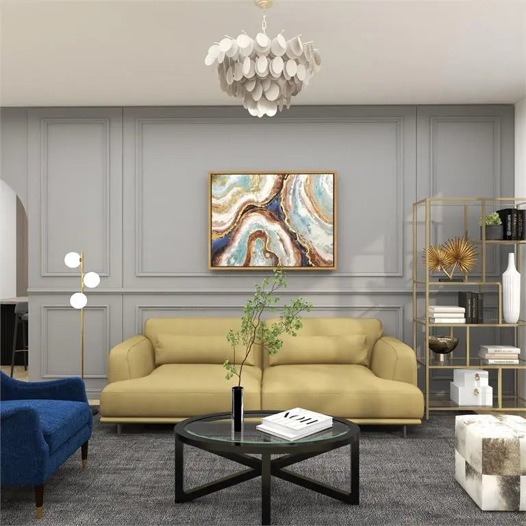 Gold Polystone Modern Palm Leaf Sculpture
