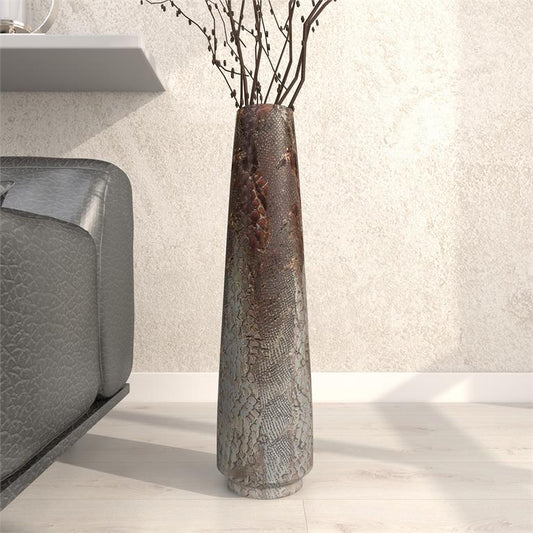 SILVER CERAMIC SNAKESKIN INSPIRED VASE