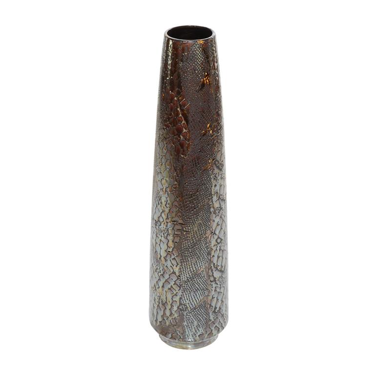 SILVER CERAMIC SNAKESKIN INSPIRED VASE