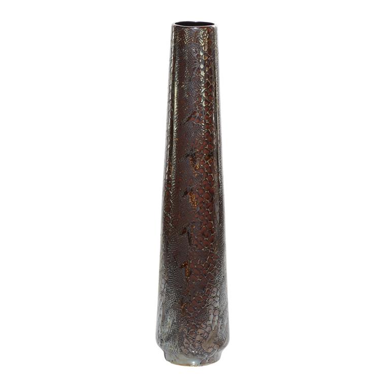 SILVER CERAMIC SNAKESKIN INSPIRED VASE