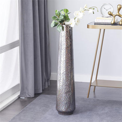 SILVER CERAMIC SNAKESKIN INSPIRED VASE