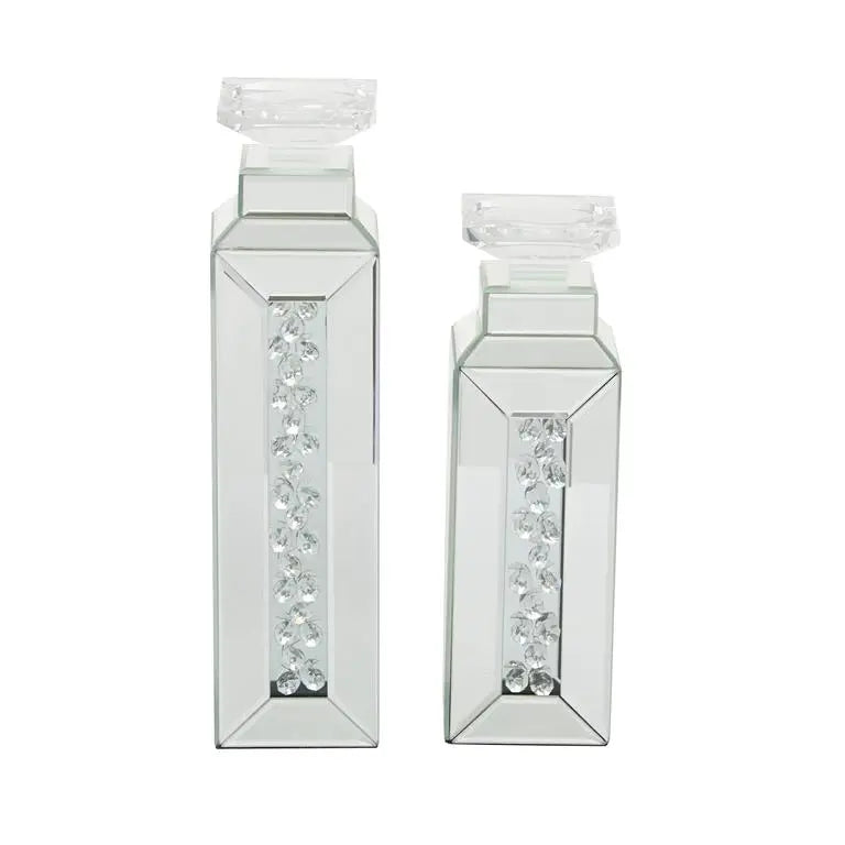 Silver Wood Glam Candle Holder