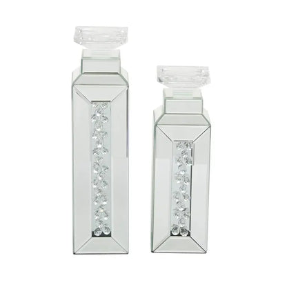 Silver Wood Glam Candle Holder