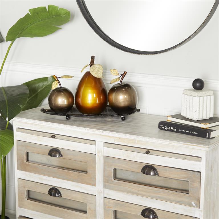 SILVER METAL TRADITIONAL DECORATIVE FRUIT SCULPTURE