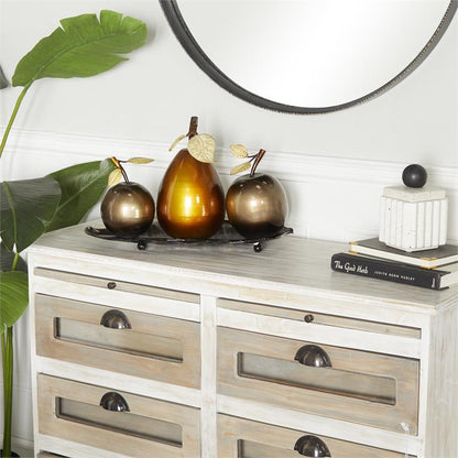 SILVER METAL TRADITIONAL DECORATIVE FRUIT SCULPTURE