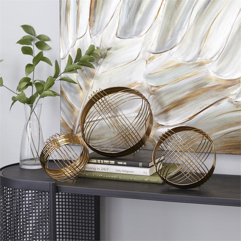 COSMOPOLITAN GOLD METAL GEOMETRIC SCULPTURE