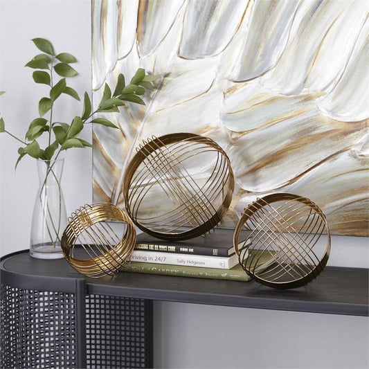 COSMOPOLITAN GOLD METAL GEOMETRIC SCULPTURE