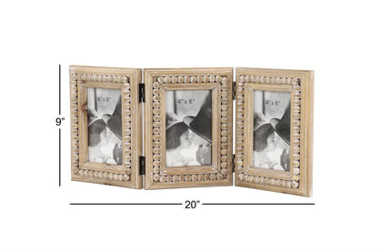BROWN WOOD BEADED PHOTO FRAME