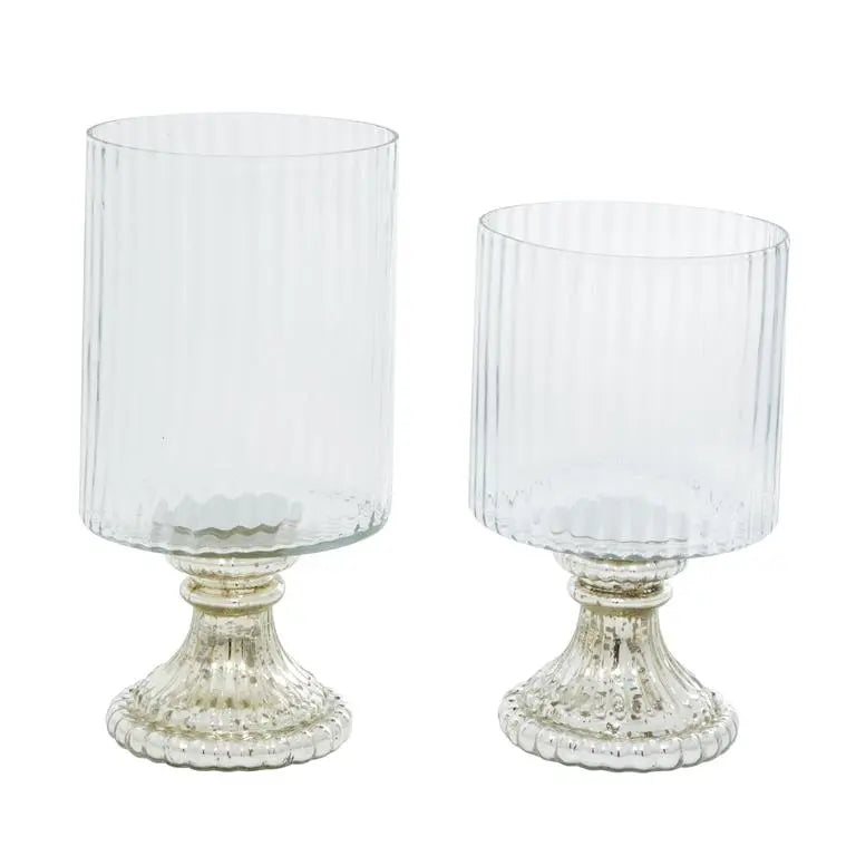 Silver Glass Vintage Hurricane Lamp