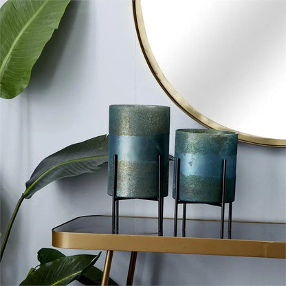 Green Glass Candle Holder