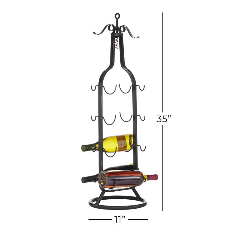 BLACK METAL INDUSTRIAL WINE HOLDER RACK