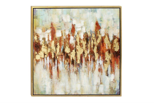 GOLD CANVAS ABSTRACT FRAMED WALL ART WITH GOLD FRAME