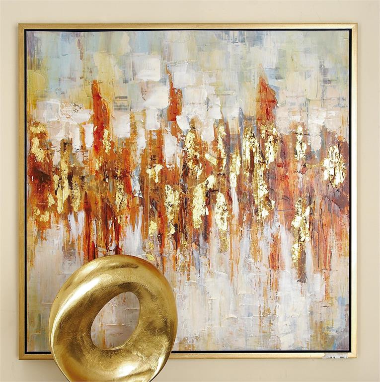 GOLD CANVAS ABSTRACT FRAMED WALL ART WITH GOLD FRAME