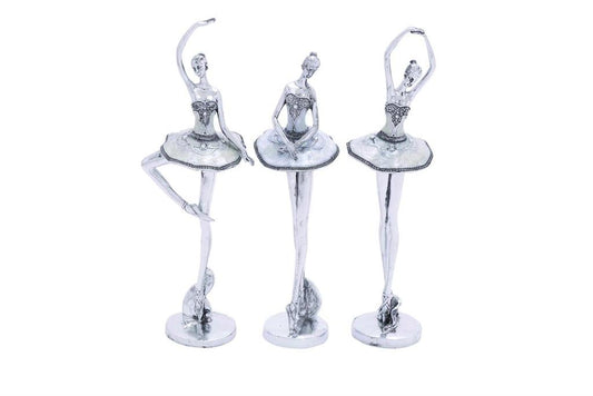 SILVER POLYSTONE DANCER SCULPTURE