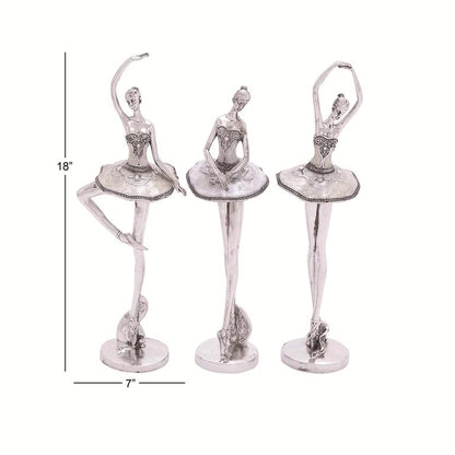 SILVER POLYSTONE DANCER SCULPTURE