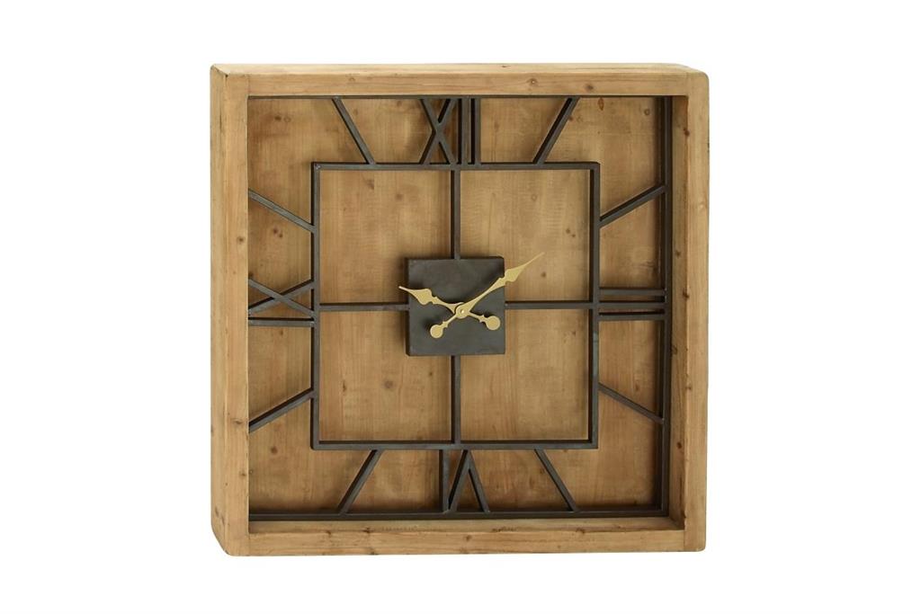 LIGHT BROWN WOOD FARMHOUSE WALL CLOCK