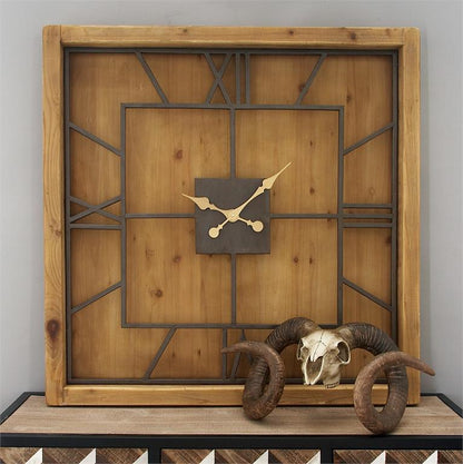 LIGHT BROWN WOOD FARMHOUSE WALL CLOCK