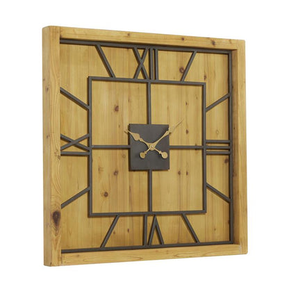 LIGHT BROWN WOOD FARMHOUSE WALL CLOCK